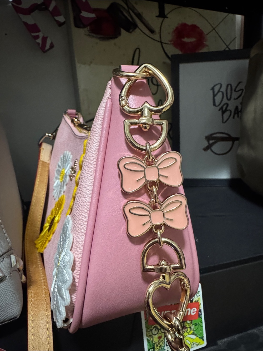 Coach Pink Mini Crossbody with Yellow & White Floral Appliqués - Picture 7 of 7